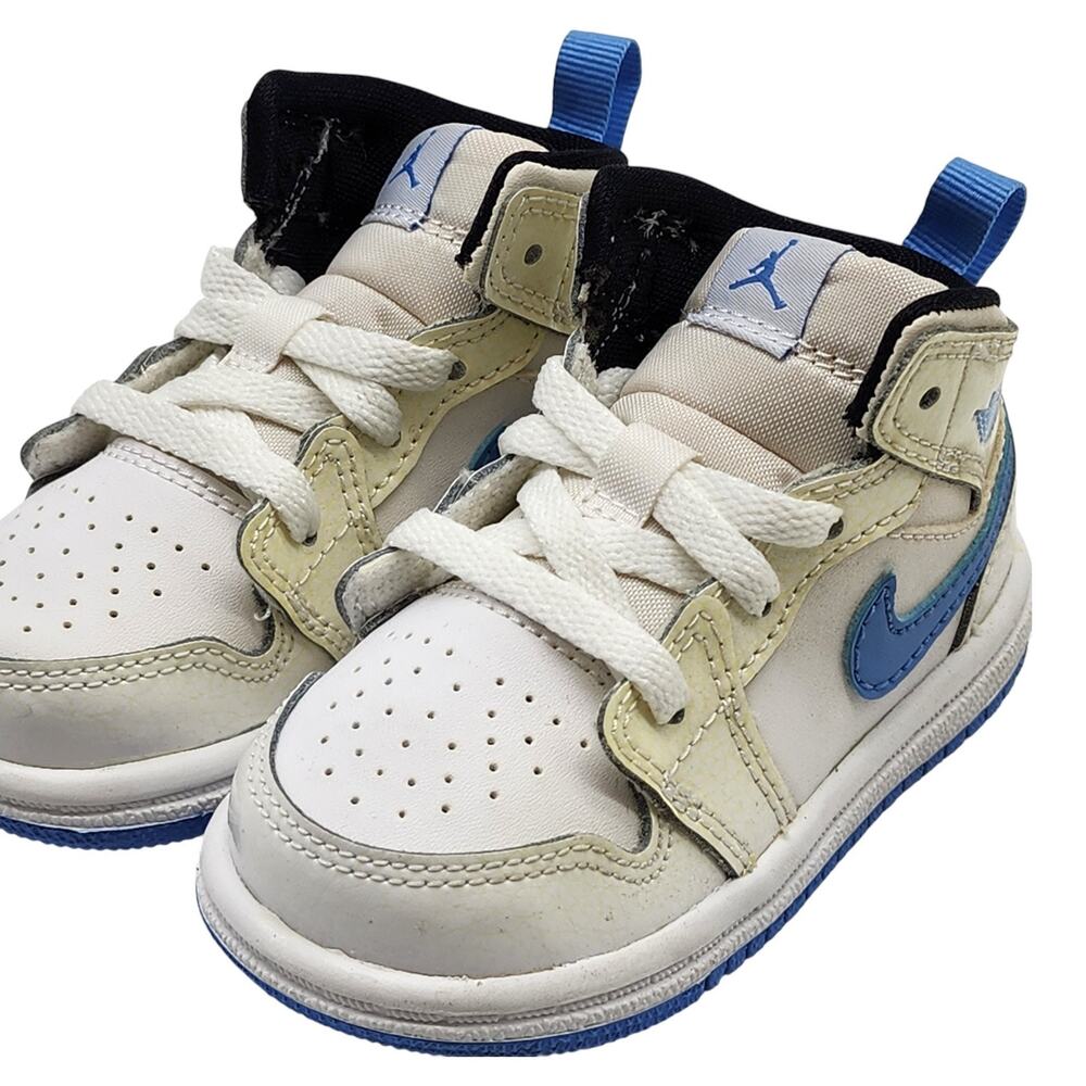 Nike Air Jordan 1 Mid BT Toddler White Legend Blue 640735-127 US 4.5C - New - Picture 6 of 8